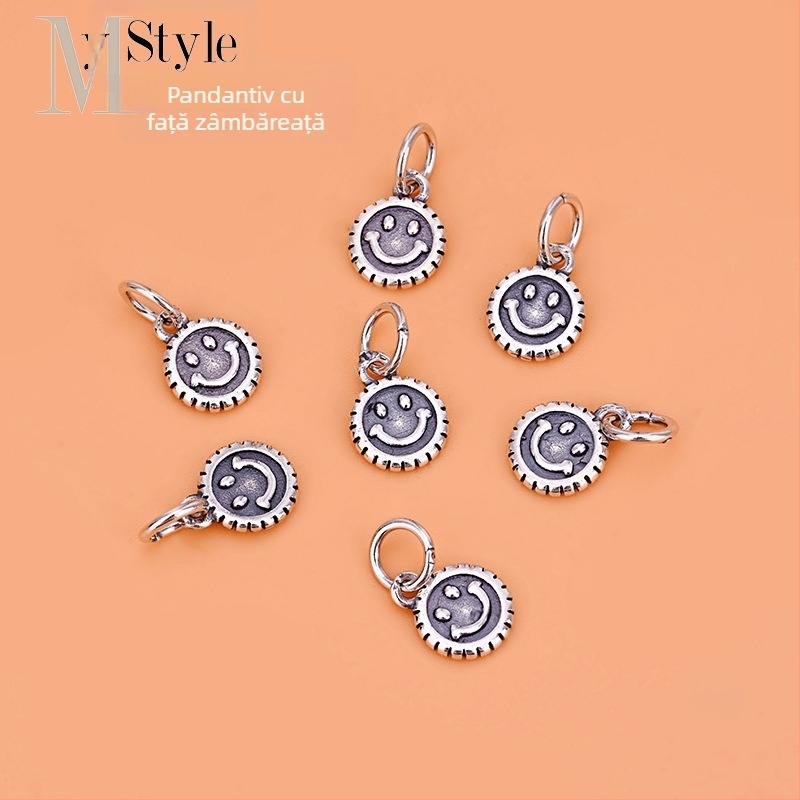 Accesorii pentru bijuterii DIY - Argint 925 - electroplacare - pandant cu zambet, stil literar retro