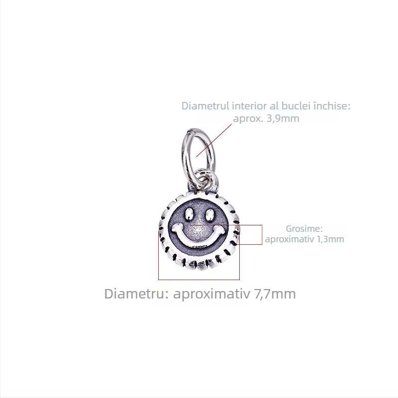 Accesorii pentru bijuterii DIY - Argint 925 - electroplacare - pandant cu zambet, stil literar retro