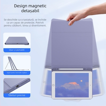 Husă cu tastatură pentru iPad 10-a generație, tastatură Bluetooth, detașare magnetică, TPU mat