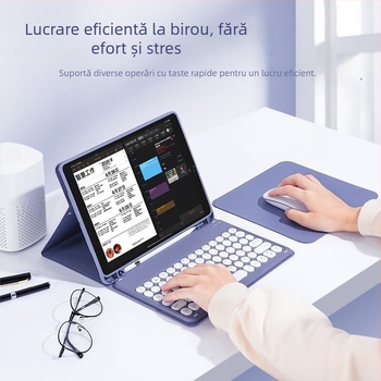 Husă cu tastatură pentru iPad 10-a generație, tastatură Bluetooth, detașare magnetică, TPU mat