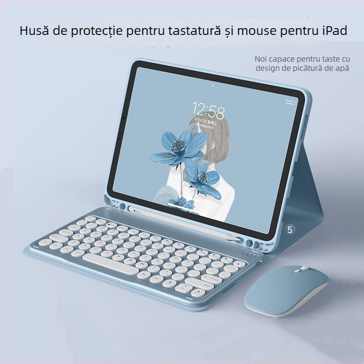 Husă cu tastatură pentru iPad 10-a generație, tastatură Bluetooth, detașare magnetică, TPU mat