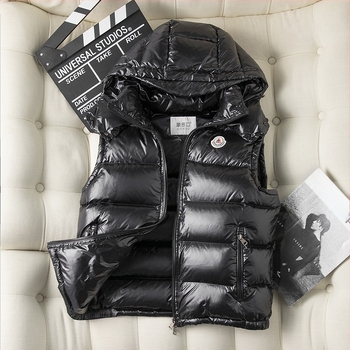 Vesta din puf unisex, model scurt, cu glugă și fermoar, umplutură din puf de rață (Grosime: groasă; Țesătură principală: fibră de poliester; Umplutură: puf de rață; Siluetă: drept)