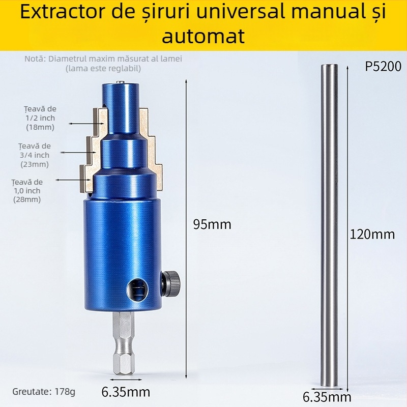 Enjoy Instrument de demontare pentru robinet unghiular — extractor pentru fire rupte, oțel crom-vanadiu, 1 set, uz casnic