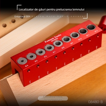 Locizator pentru găuri în lemn la 45° pentru lemn pătrat – aliaj de aluminiu, Fengsen, 4–12 mm, set 1