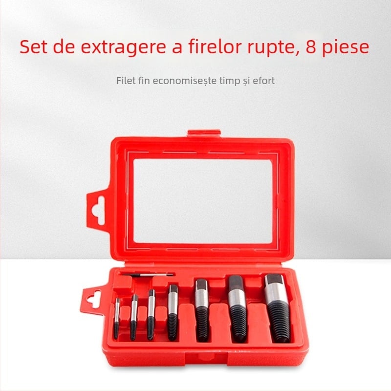 Set de extracție a șuruburilor rupte, din oțel de înaltă carbon, 8 piese, potrivit pentru 4–35 mm, utilizare casnică
