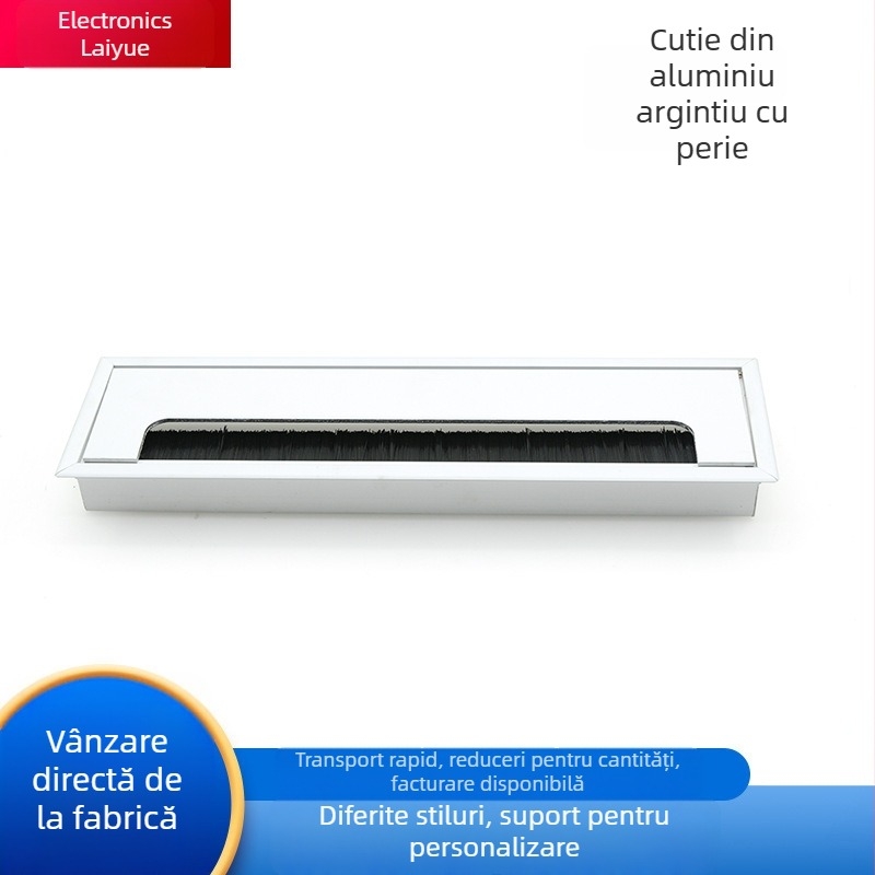 Cutie de gestionare a cablurilor încorporată în birou, din aliaj de aluminiu, formă dreptunghiulară