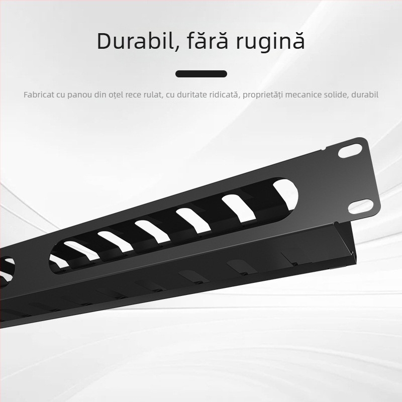 Raft metalic pentru gestionarea cablurilor, 12 porturi, cu patch panel protejat pentru cabluri de rețea, destinat încăperilor servere (Brand: All the world; Tip cablu: cabluri de rețea; Utilizare: încăpere servere)