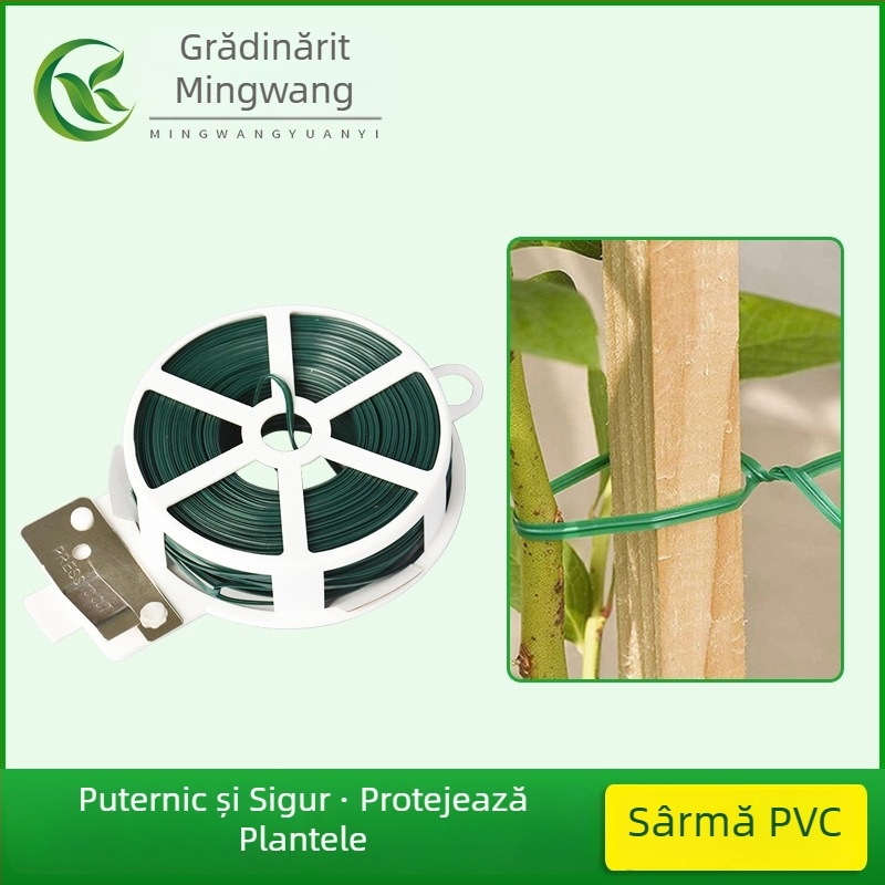 Legături de grădină pentru fixarea plantelor cățărătoare, bucle cu blocare automată din PVC și sârmă de fier, grosime 0,7–0,8 mm; potrivite pentru grădină, aparate electrice și obiecte de artizanat