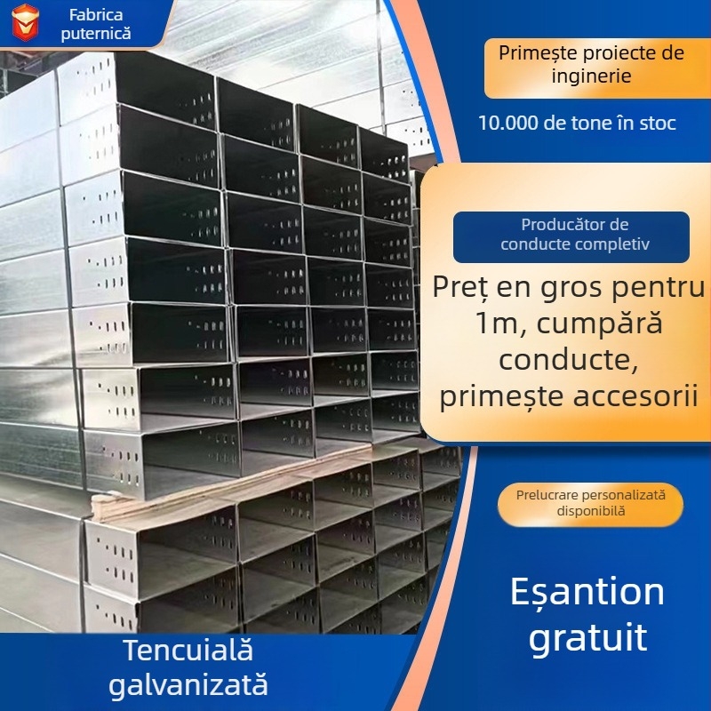 Canal pentru cabluri de tip jgheab, galvanizat, cu strat ignifug pulverizat, prelucrare personalizabilă pentru rutarea cablurilor