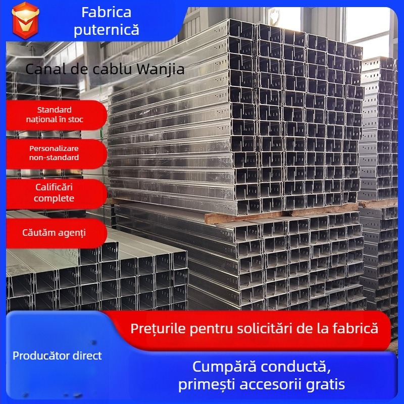 Canal pentru cabluri de tip jgheab, galvanizat, cu strat ignifug pulverizat, prelucrare personalizabilă pentru rutarea cablurilor