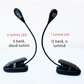 Lampă LED cu clips pentru lectură, 8 LED, alimentare USB, model 906