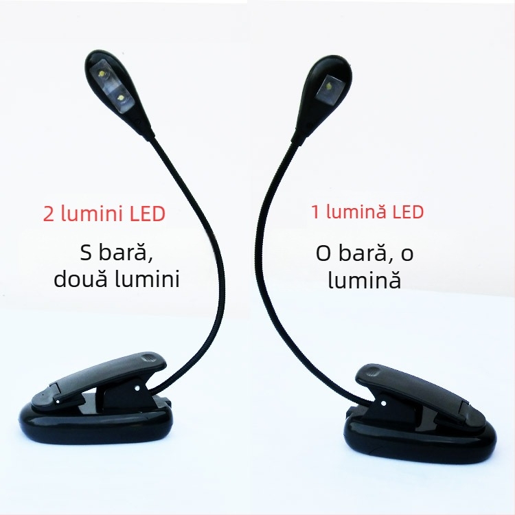 Lampă LED cu clips pentru lectură, 8 LED, alimentare USB, model 906