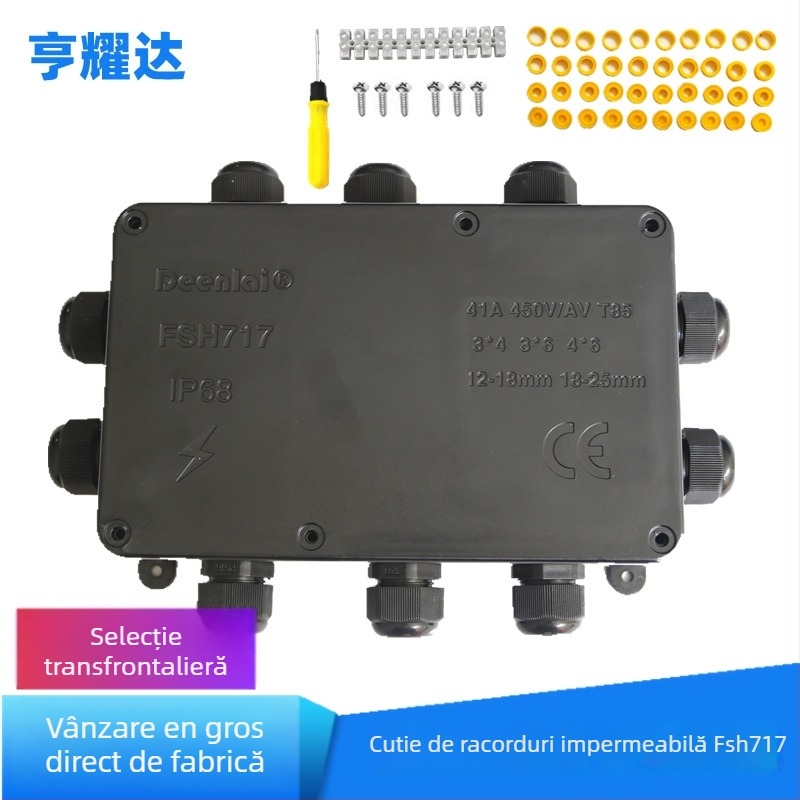 Hengyoda cutie de distribuție electrică exterior IP68 etanșă, diametrul cablului 4–15 mm, pentru cabluri LED de iluminare