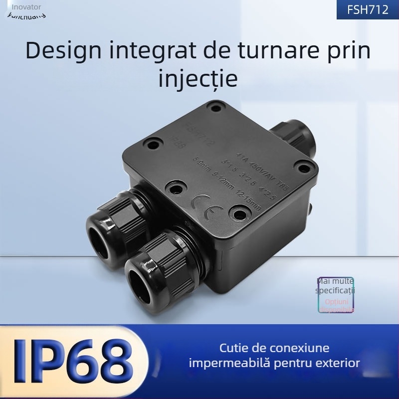 Cutie de joncțiune pentru cabluri cu trei căi IP68, impermeabilă, pentru exterior