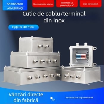 Cutie de conexiune exterior din oțel inoxidabil 304, impermeabilă, montaj suspendat, hub de cablu, IP56