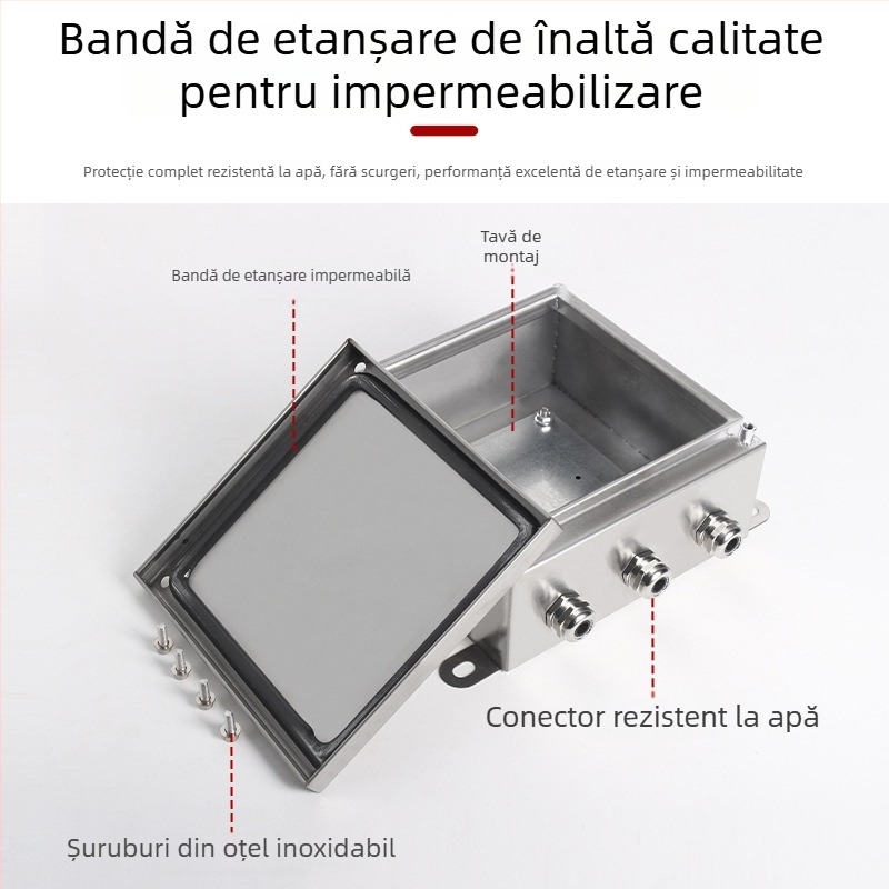 Cutie de conexiuni din oțel inoxidabil 304, IP65, exterior impermeabil, montaj pe perete