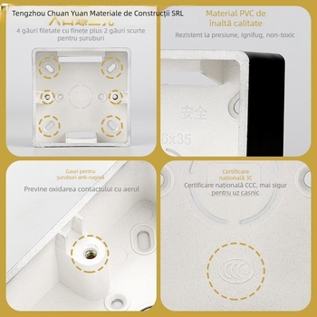 Cutie de legătură Tip 86, montaj pe suprafață – pentru întrerupătoare și prize – bază ultra-subțire