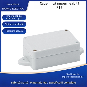 Cutie de legătură exterior impermeabilă, F19, 58×83×33 mm, din plastic, cu urechi de montaj