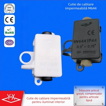 Cutie de legătură din plastic IP44, cu urechi de montaj, pentru iluminat casnic, 0,5–0,75 mm², model M644