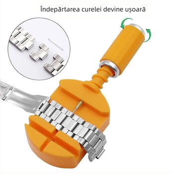 Kit de unelte pentru ceasuri: deschizător pentru carcasă, demontator curea, reglaj curea, punch pentru pini, ciocan mic — oțel inox, brand Xing wei qiang