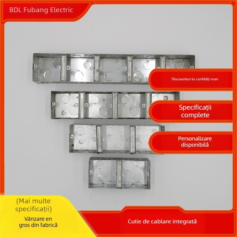 Cutie de conexiune metalică galvanizată, tip 86, 4 compartimente
