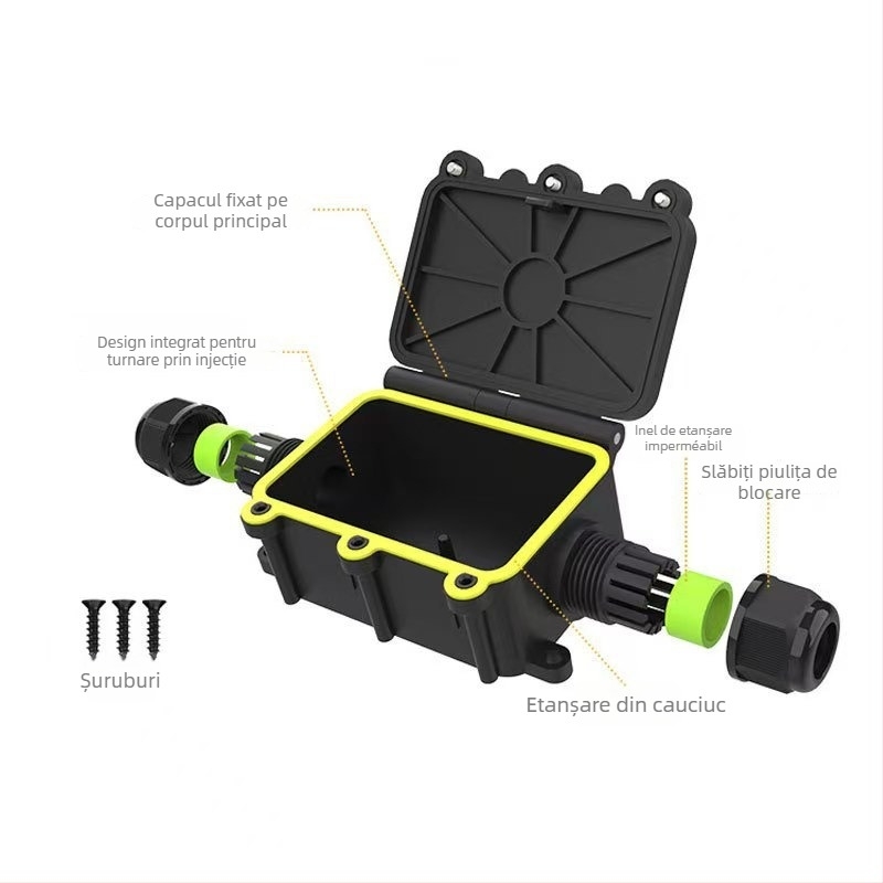 Cutie de conexiuni etanșă, 1 intrare/1 ieșire, IP65, pentru iluminat exterior de peisaj, RuuiPuL