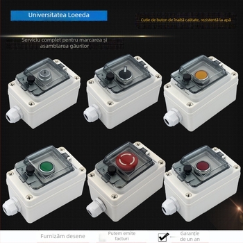 Cutie externă impermeabilă pentru buton de oprire de urgență, cu resetare automată și întrerupător blocabil, carcasă din plastic IP66