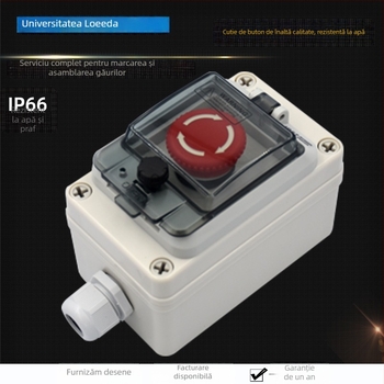 Cutie externă impermeabilă pentru buton de oprire de urgență, cu resetare automată și întrerupător blocabil, carcasă din plastic IP66