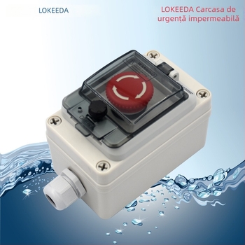 Cutie externă impermeabilă pentru buton de oprire de urgență, cu resetare automată și întrerupător blocabil, carcasă din plastic IP66