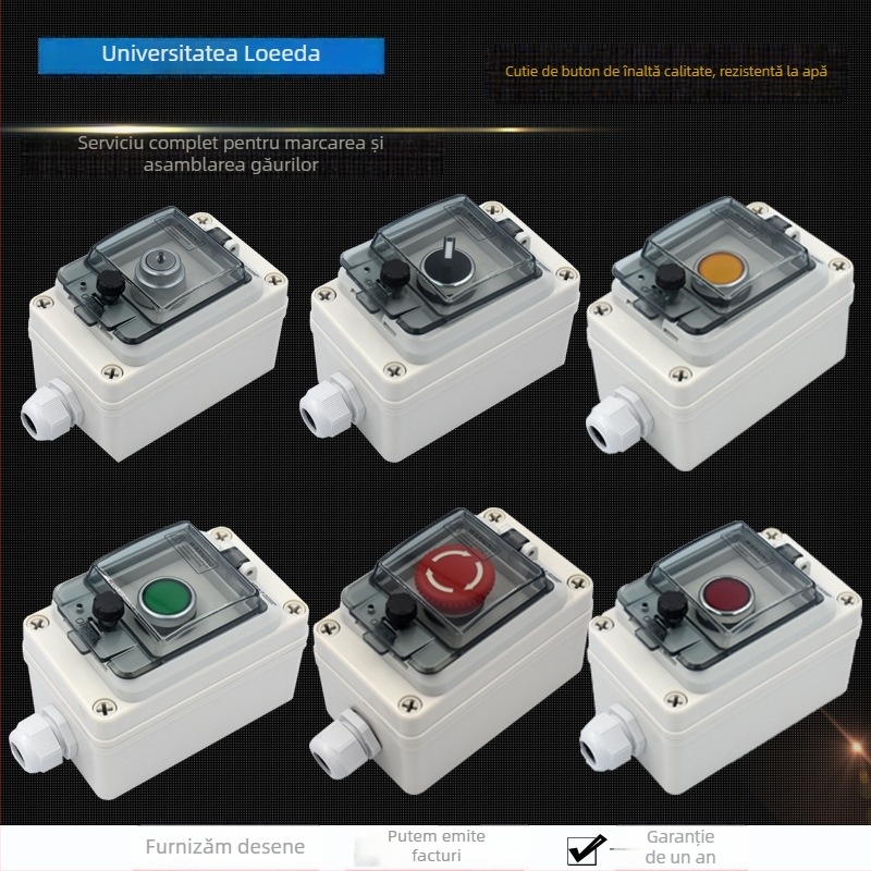 Cutie externă impermeabilă pentru buton de oprire de urgență, cu resetare automată și întrerupător blocabil, carcasă din plastic IP66
