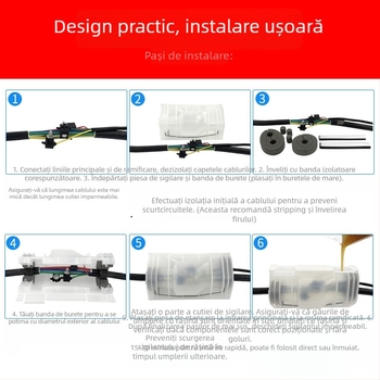 Cutie de conexiune îngropată pentru cabluri de iluminat stradal, model GNYT-M5, brand Gannan, etanșă, rășină de umplere 2000 g, 1 intrare / 2 ieșiri