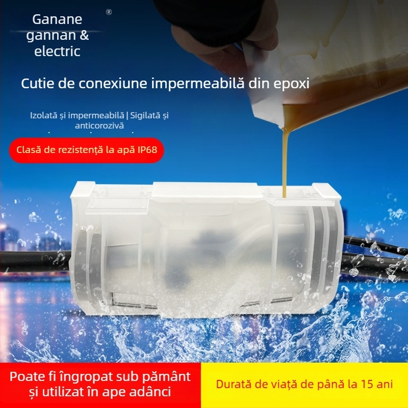 Cutie de conexiune îngropată pentru cabluri de iluminat stradal, model GNYT-M5, brand Gannan, etanșă, rășină de umplere 2000 g, 1 intrare / 2 ieșiri