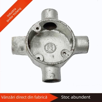 Yifuteng cutie circulară metalică pentru cabluri, patru căi, fontă, cu conexiuni drepte