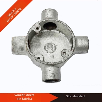Yifuteng cutie circulară metalică pentru cabluri, patru căi, fontă, cu conexiuni drepte