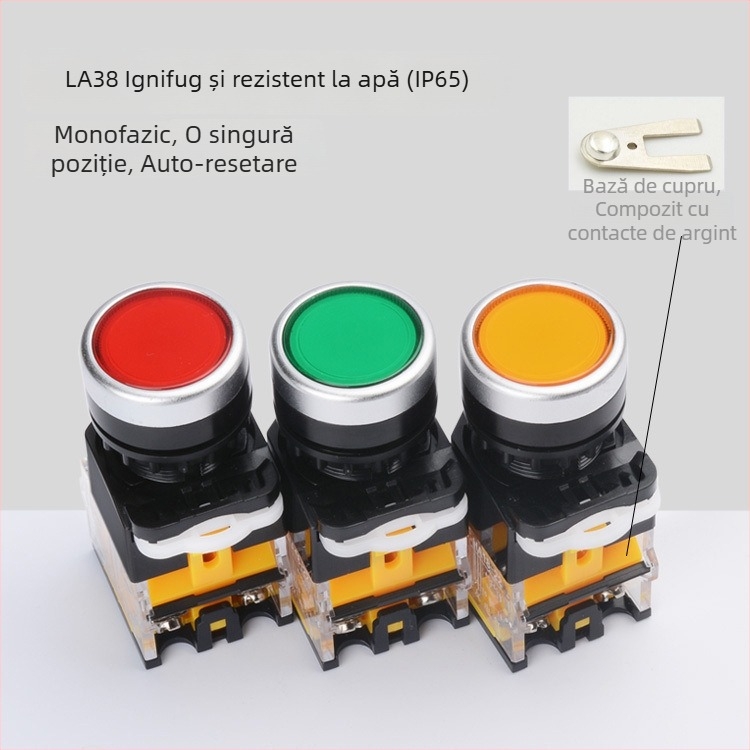 LA37 LA38 cutie de comutator cu buton, oprire de urgență, rezistentă la apă, lampă indicator