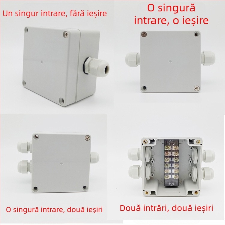 Cutie de distribuție impermeabilă pentru exterior cu terminal, 83×81×56 mm, 1 intrare și 2 ieșiri