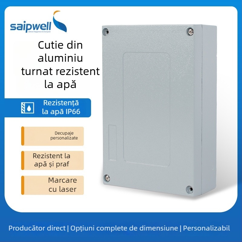 Cutie de distribuție din aluminiu turnat, rezistentă la apă, cu buton de control