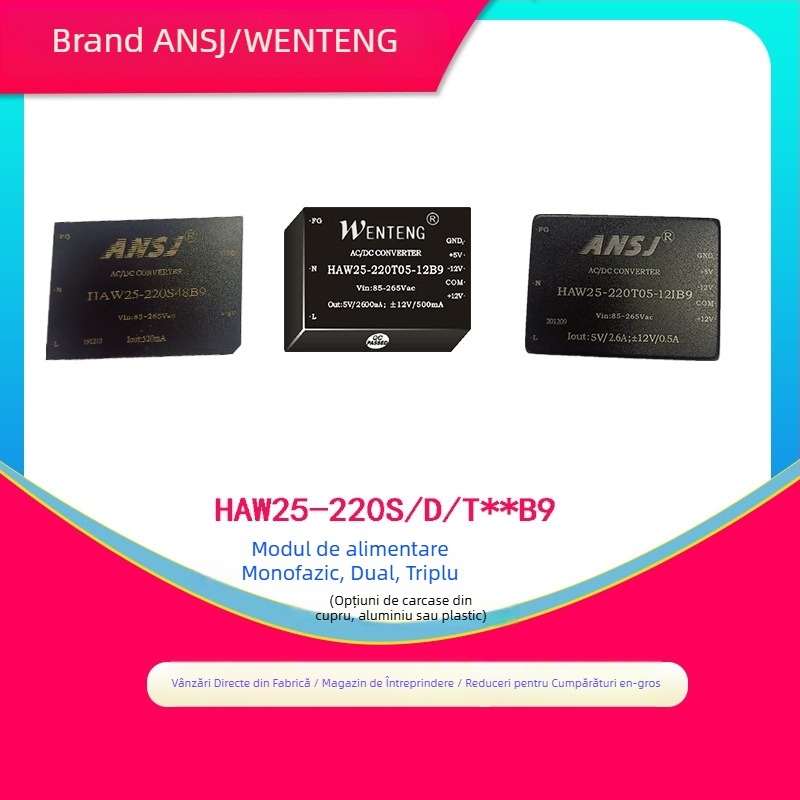 Modul de alimentare ANSJ HAW25-220S05/12/15/24/48B - Intrare 220V, Ieșiri 3.3V/5V/24V