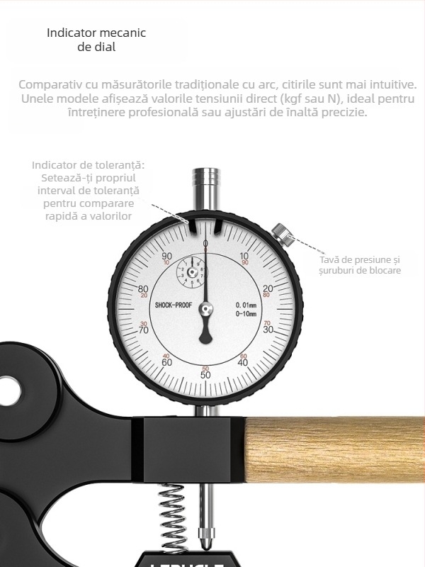Metru de tensiune pentru spițe Lebaike/Lebycle – aliaj de aluminiu, instrument pentru hub MTB/road și reglaj jantă