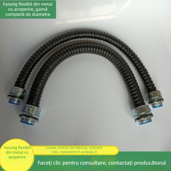 Tub flexibil din metal cu înveliș plastic pentru conducte de cabluri, suprafață ondulată