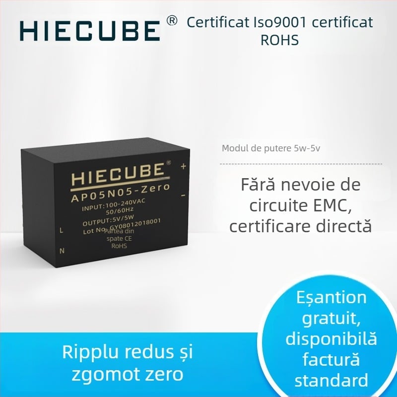 High Energy Cube 5W modul de alimentare AC-DC, intrare 220V, ieșire 5V1A, izolat, CE certificat (AP05N05-Zero)