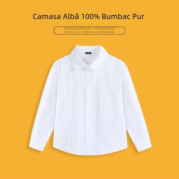 Cămașă pentru copii unisex, decolteu în V, mâneci lungi, 100% bumbac, pentru copii peste 8 ani