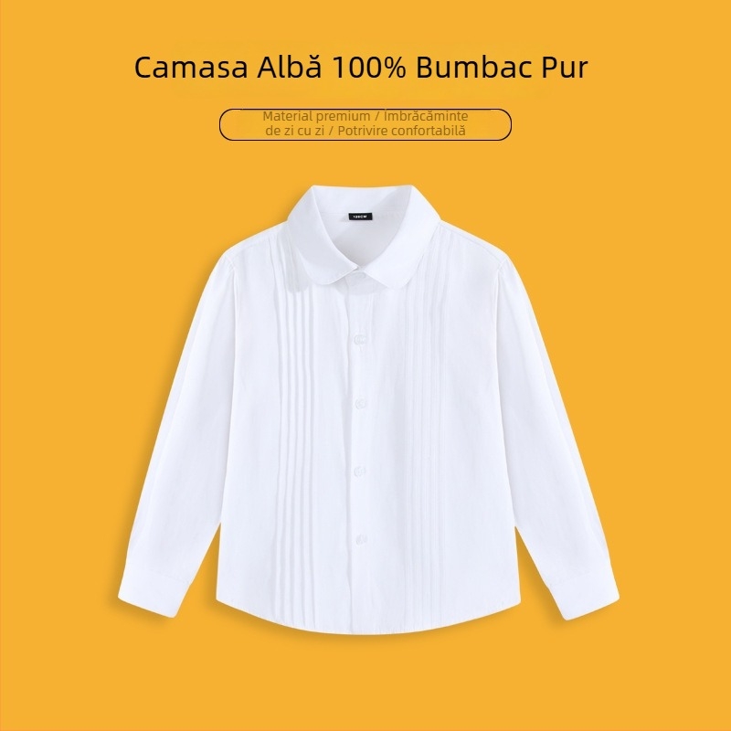 Cămașă pentru copii unisex, decolteu în V, mâneci lungi, 100% bumbac, pentru copii peste 8 ani