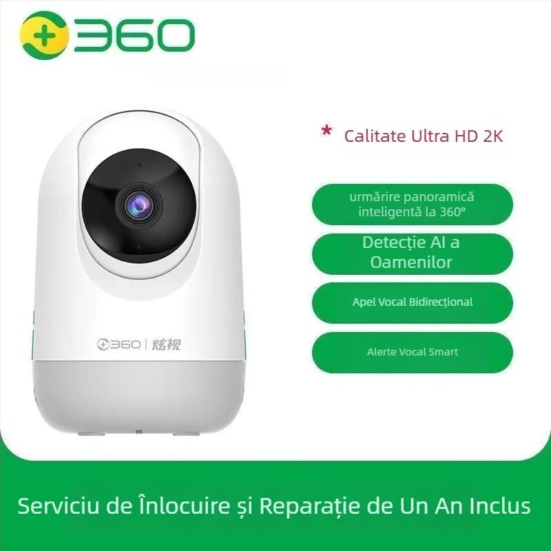 360° cameră de supraveghere indoor cu rotație, 1080p, unghi larg 4 mm, Wi‑Fi, vizualizare la distanță