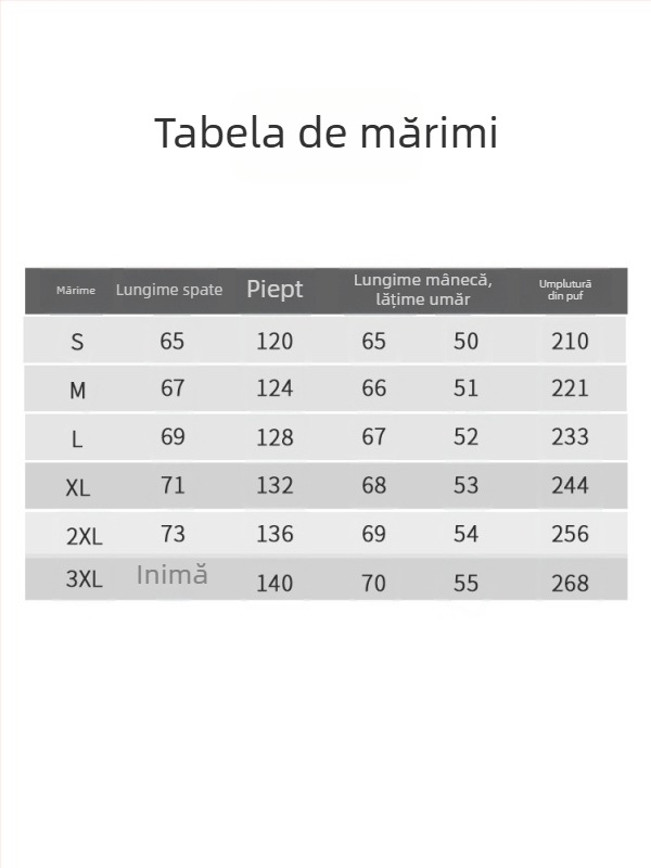 Geacă de puf pentru bărbați, cu guler înalt, croială simplă, umplutură din puf de rață, 210–268 g