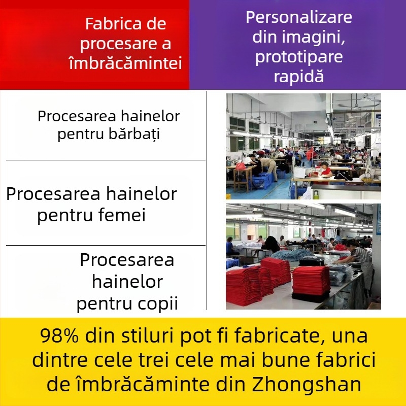Producție personalizată tricouri – fabricație în funcție de mostră/desen, producție OEM; capacitate medie 1000 bucăți; 3 cicluri de probă