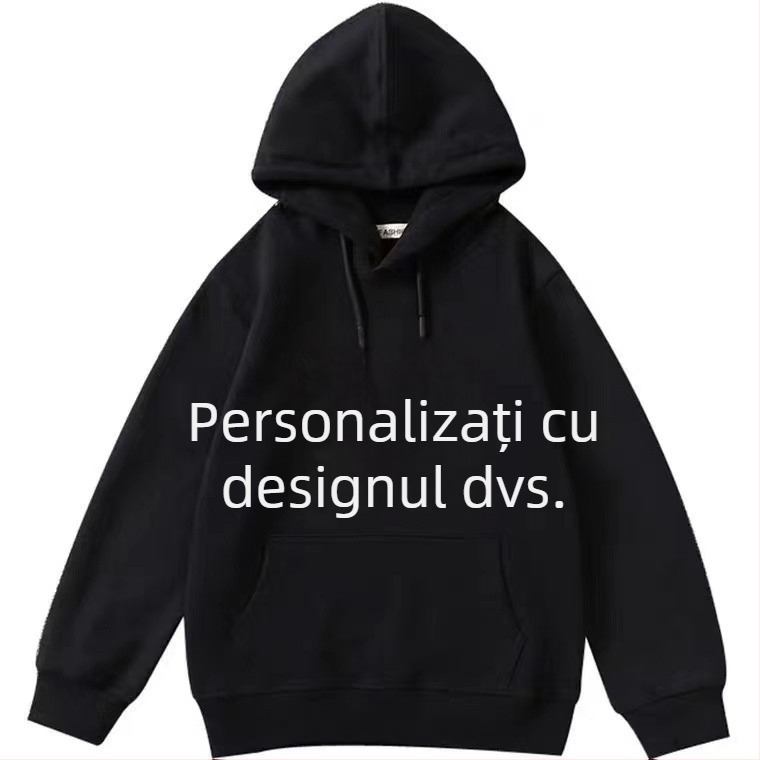 Hanorac cu glugă, logo publicitar brodat, 50% bumbac, mâneci lungi, buzunar lateral