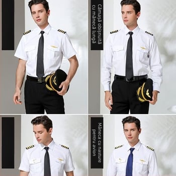 Cămașă de uniformă pentru pilot bărbat, din bumbac, 50% bumbac, evacuare umezeală, Vara 2022