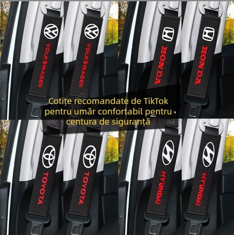 Perne pentru centură de siguranță auto – design extins pentru interior, foarte moi și groase, 100% bumbac; greutate 50 g; imprimare logo disponibil; personalizabil