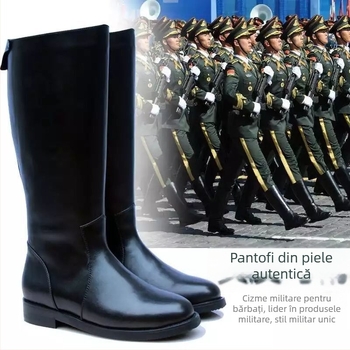 Cizme de cavaler unisex – tibie înaltă, fermoar lateral, partea superioară PU, talpă EVA, impermeabile